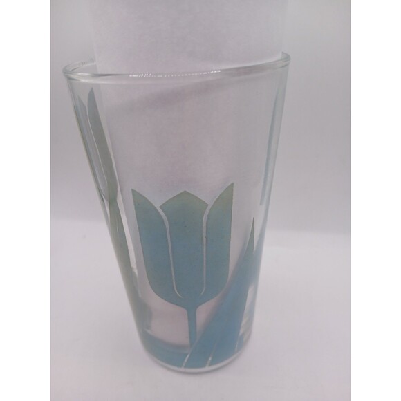 Lot Of 5 MCM Libby Blue Tulip Drinking Glasses/Tumblers Flowers Vintage MCM - Picture 13 of 16